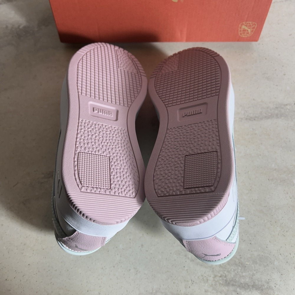 PUMA Kids Girls Carina Street Lace Up Sneakers Shoes Casual - White Pink Blue - Picture 5 of 8